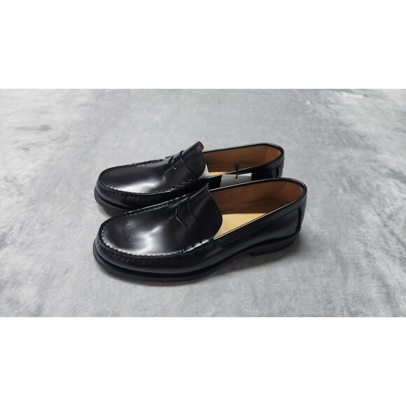 NWT Mango Men's Size 10.5 Black 100% Leather Aged Leather Loafers Shoes - Picture 1 of 8